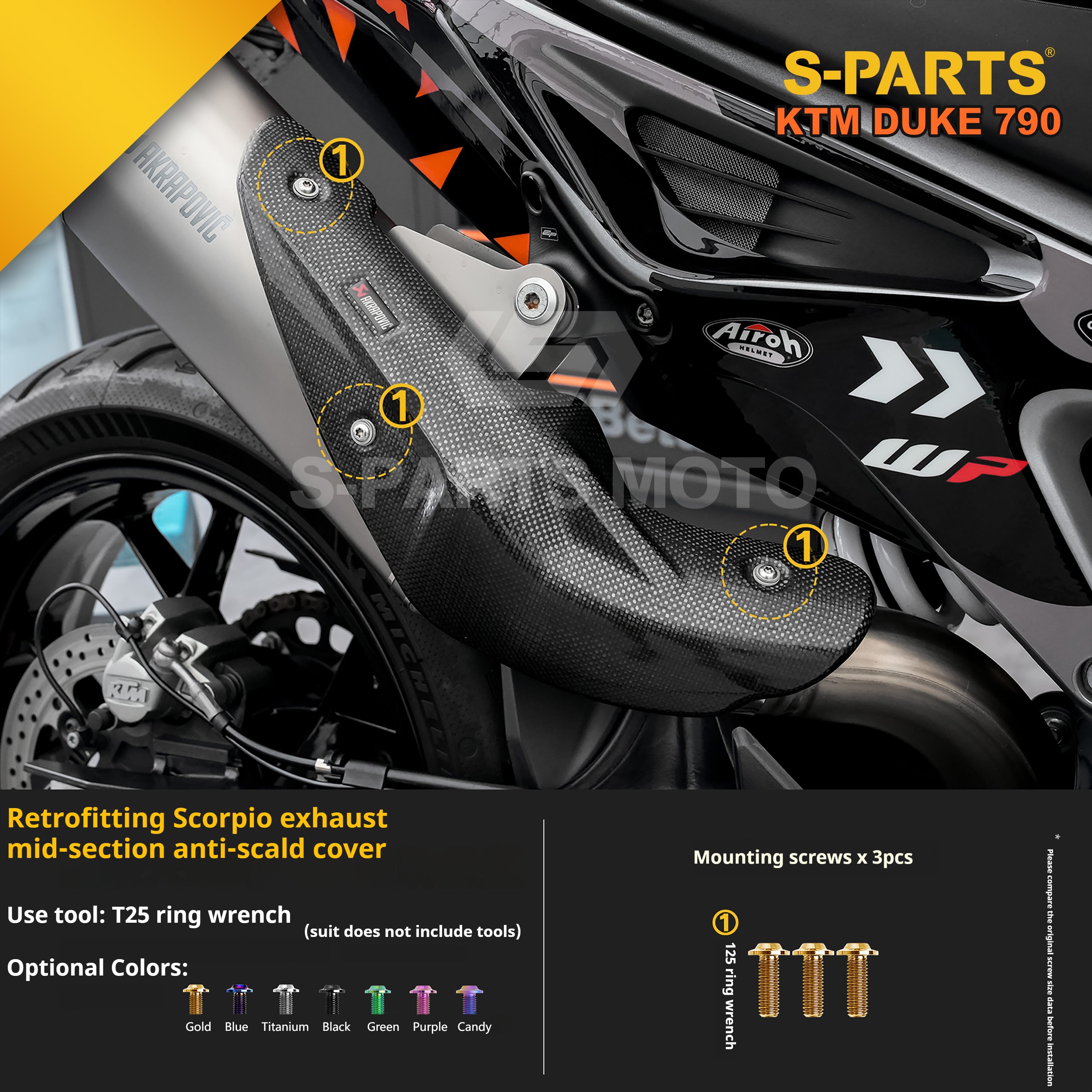 SPARTS TC4 Titanium Bolt Kit Compatible with KTM DUKE 790 – Full Motorcycle Fastener Upgrade