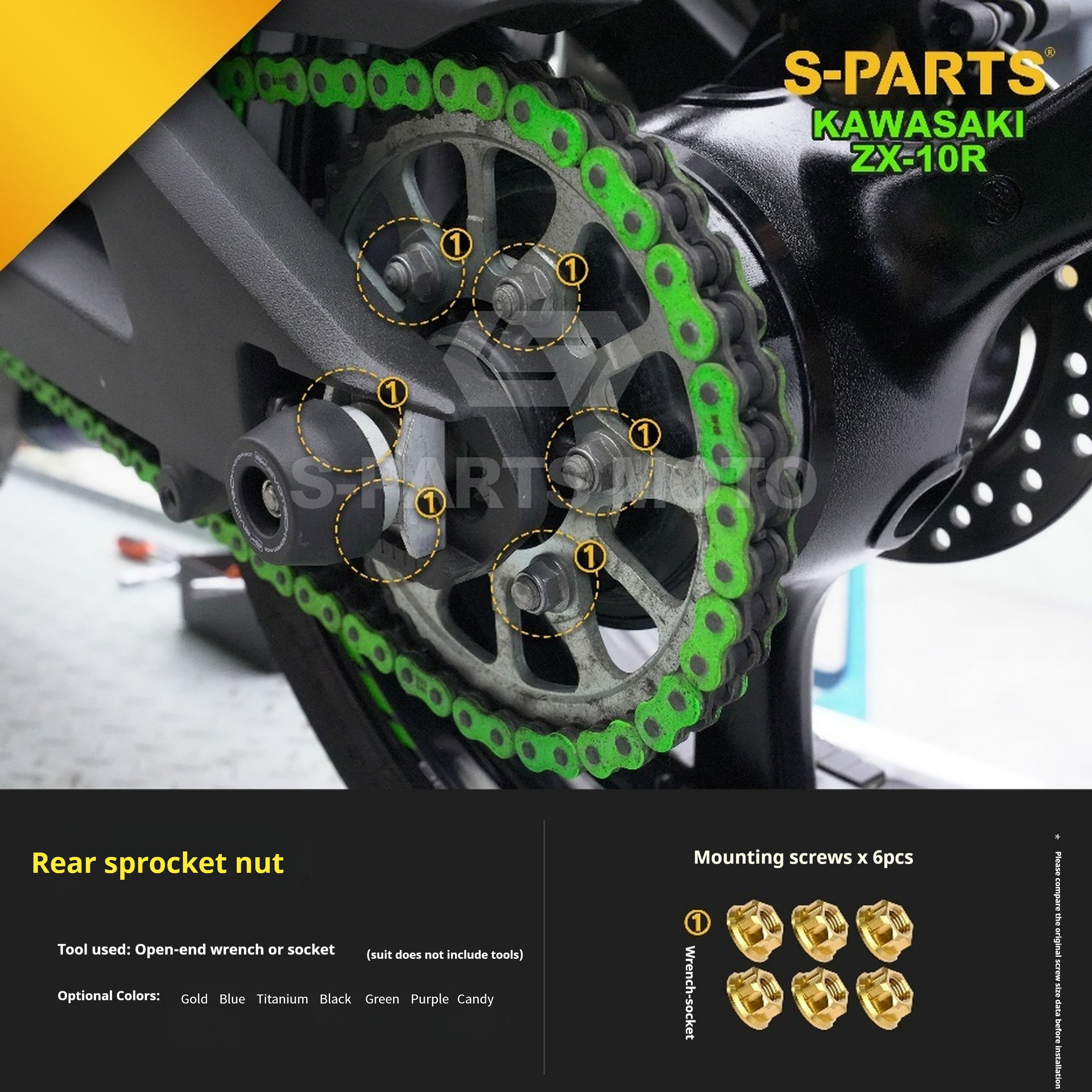 SPARTS Titanium Screw Set for Kawasaki ZX-10R 2023 – Custom Candy Color & CNC Titanium Upgrade Kit