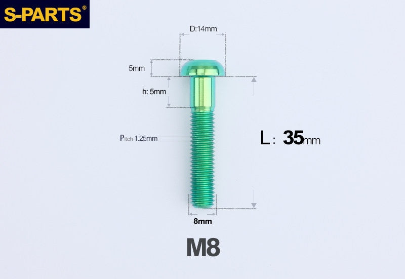 S-PARTS M8 A2 Series TC4 Titanium Bolts – Button Head Fasteners for Bicycle & E-Bike Upgrades