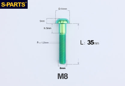 S-PARTS M8 A2 Series TC4 Titanium Bolts – Button Head Fasteners for Bicycle & E-Bike Upgrades
