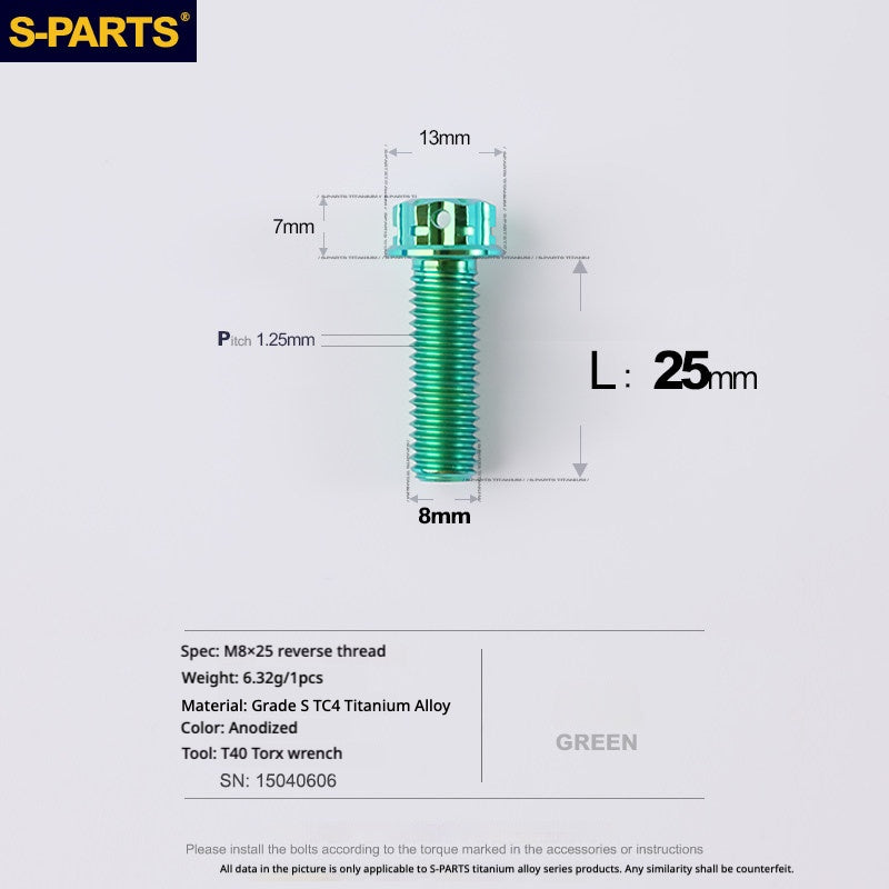 S-PARTS TC4 Titanium Mirror Plug Bolt M8 M10 RH/LH for Motorcycle