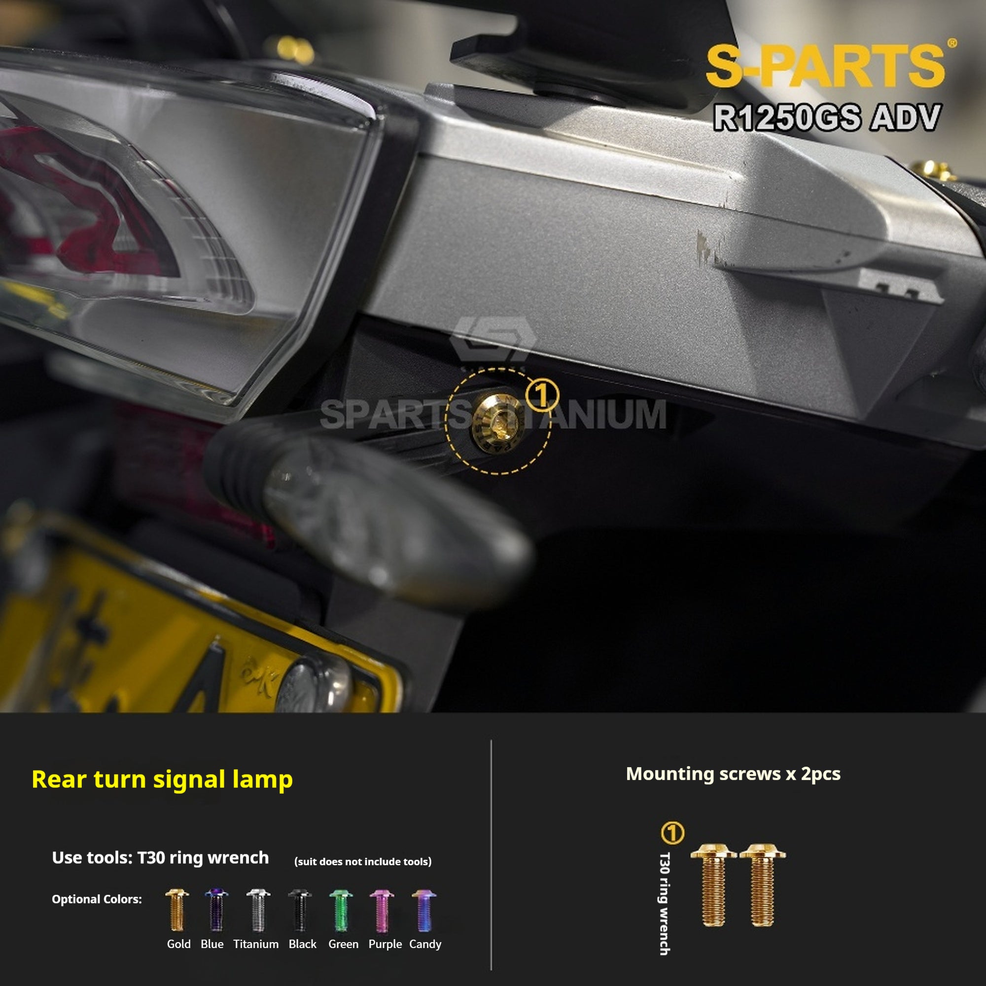 SPARTS Titanium Bolt Kit for BMW R 1250GS ADV – Custom Candy Color & CNC Titanium Upgrade Kit