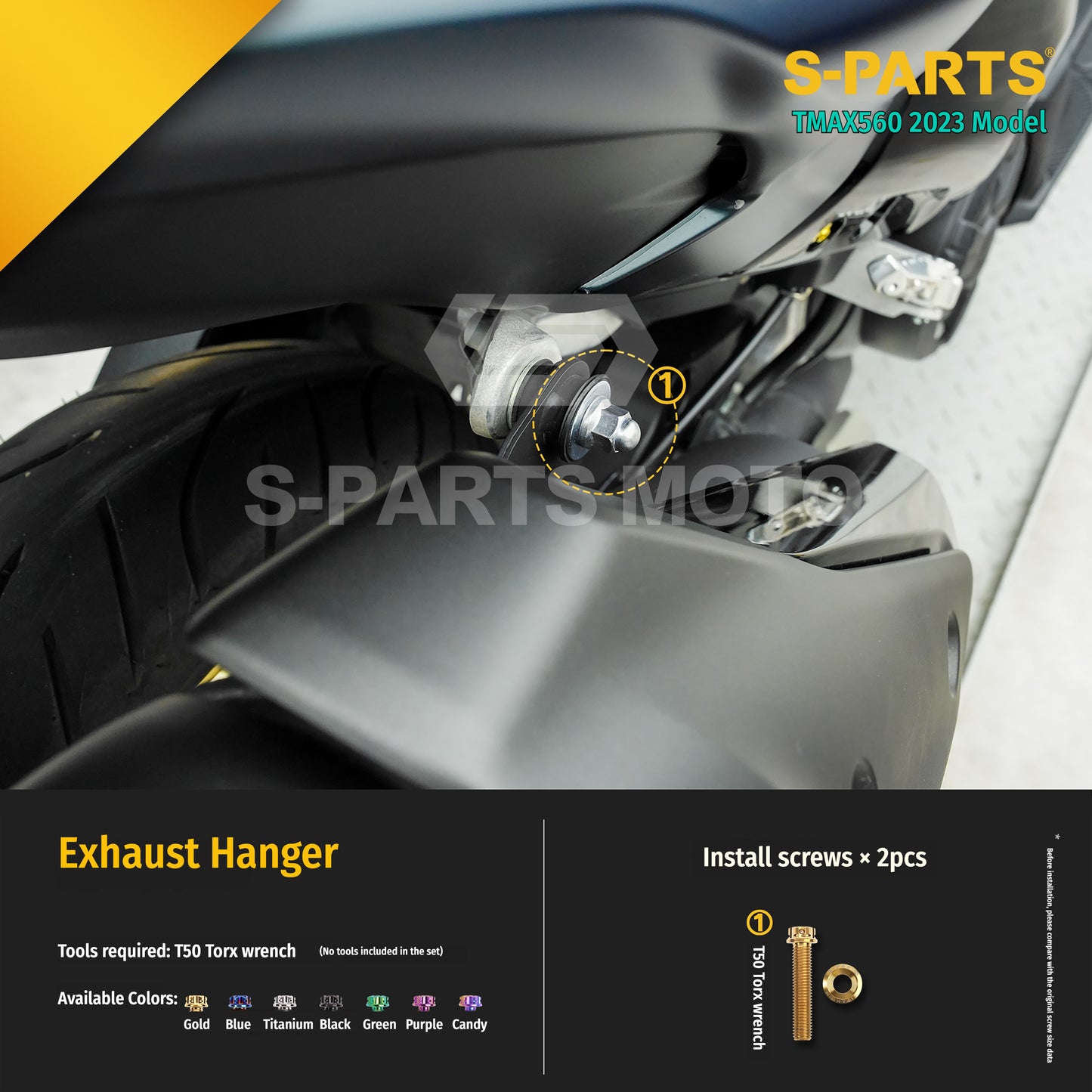 SPARTS Titanium Bolt Kit for Yamaha TMAX560 2023-Rear / Drive / Exhaust System