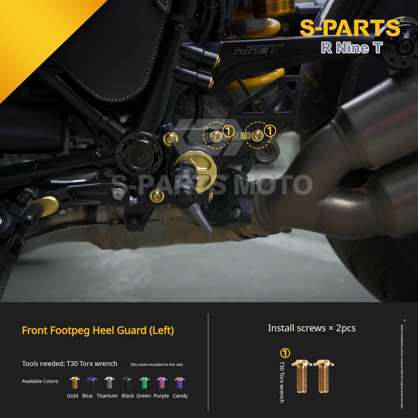 S-parts Titanium Bodywork, Frame & Styling Bolts Kit for BMW R 1250 GS Adventure