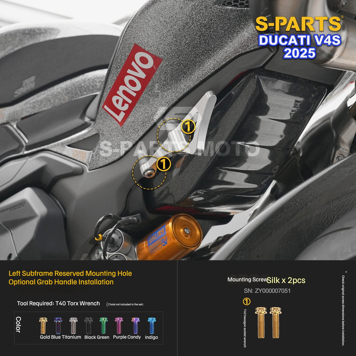 S-PARTS Titanium  Fastener Kit  Bodywork/Subframe and Exhaust for Ducati Panigale V4 S 2025