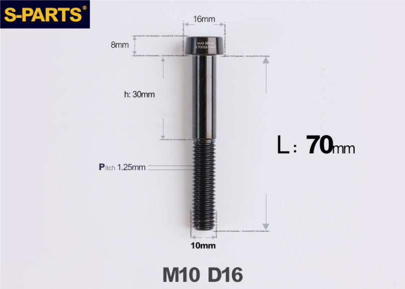 SPARTS Titanium Security Bolt M10 D16 P1.25 – Brake Caliper Locking Screw for Motorcycle