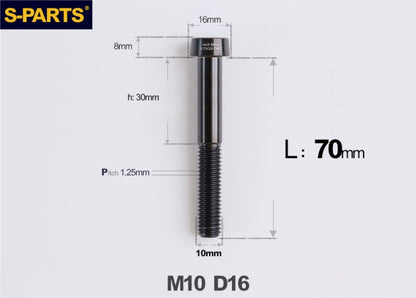 SPARTS Titanium Security Bolt M10 D16 P1.25 – Brake Caliper Locking Screw for Motorcycle