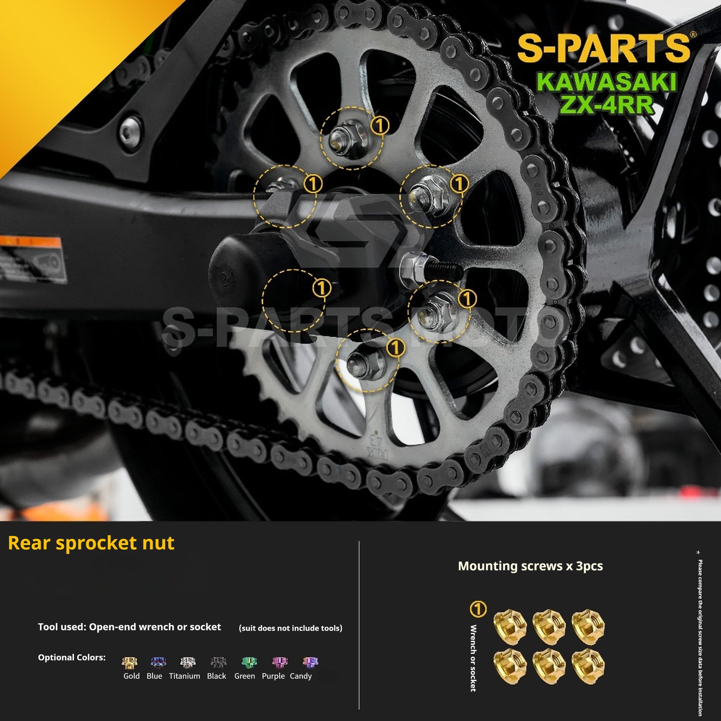 SPARTS TC4 Titanium Bolt Kit for Kawasaki ZX-4RR | Motorcycle Titanium Bolt Upgrade