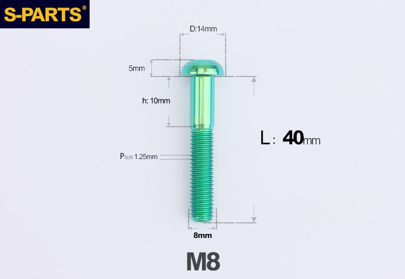 S-PARTS M8 A2 Series TC4 Titanium Bolts – Button Head Fasteners for Bicycle & E-Bike Upgrades