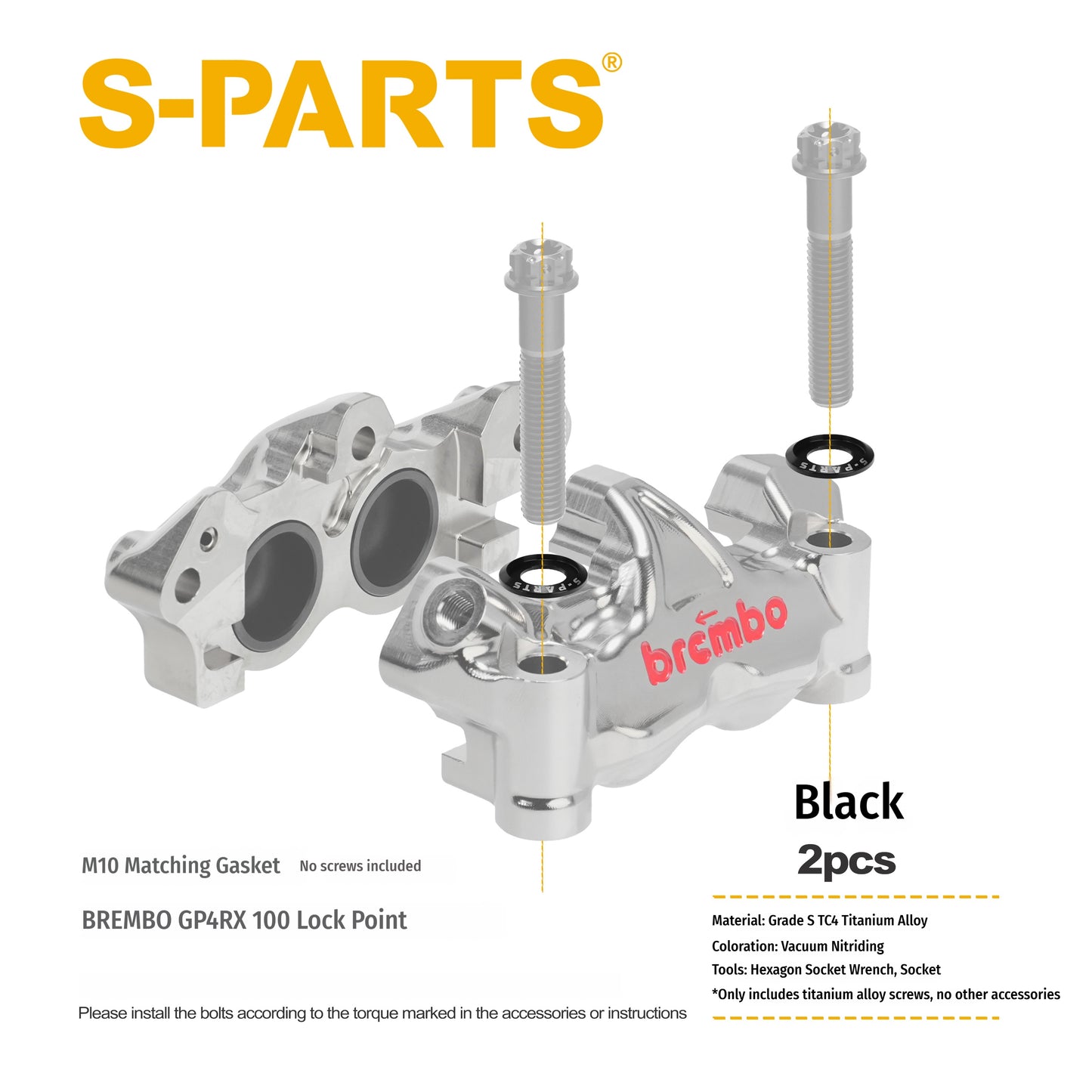 SPARTS Titanium Caliper Bolt Kit for BREMBO GP4 RX 100 | TC4 Titanium Brake Caliper Screws
