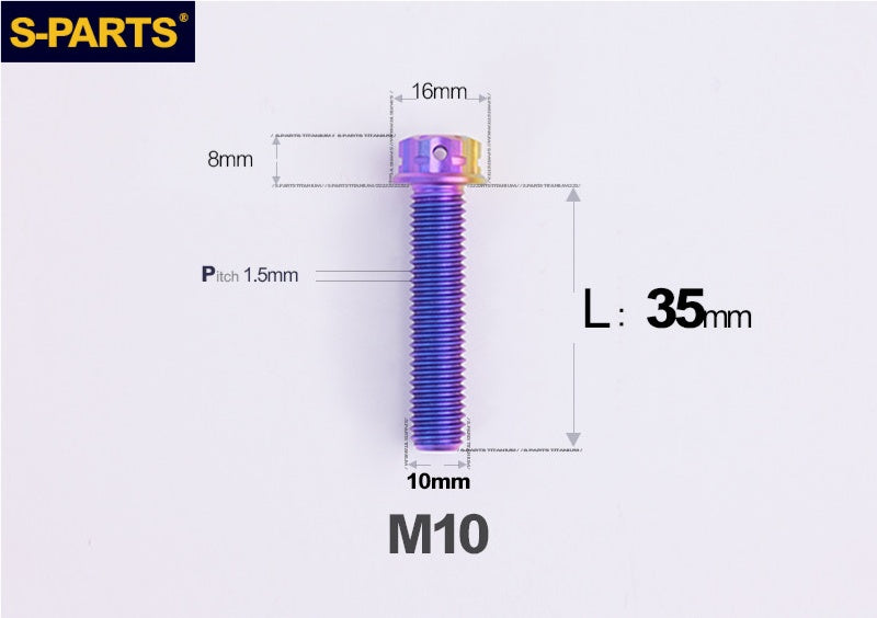 SPARTS M10 × P1.5 L15-120 Standard Head A3 Series Candy Color Titanium Bolt