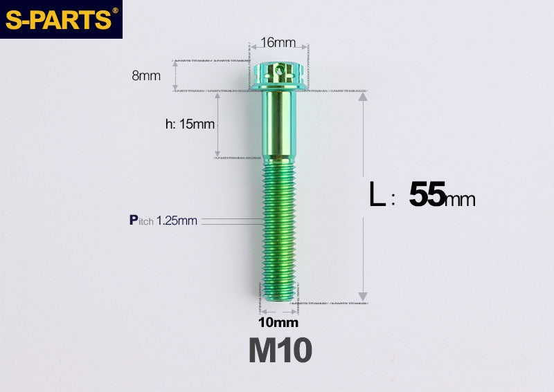 SPARTS M10 P1.25 A3 Series Standard Head Titanium Bolt | 650°C Forged | S-Grade TC4 | Motorcycle / E-Bike Upgrade