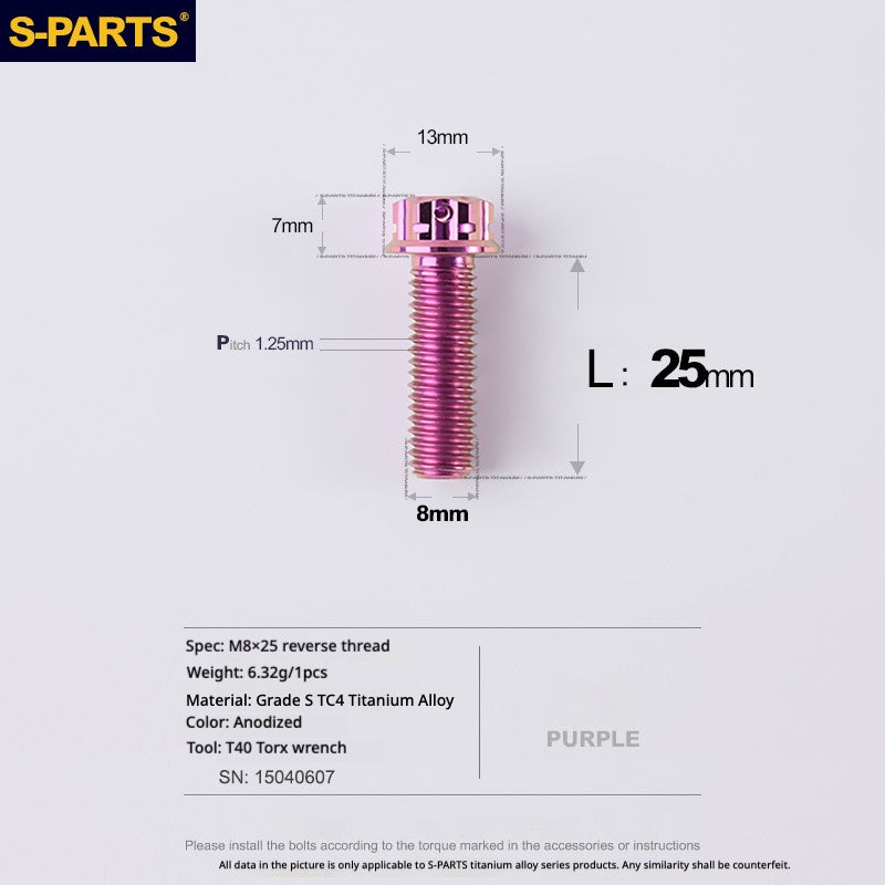 S-PARTS TC4 Titanium Mirror Plug Bolt M8 M10 RH/LH for Motorcycle