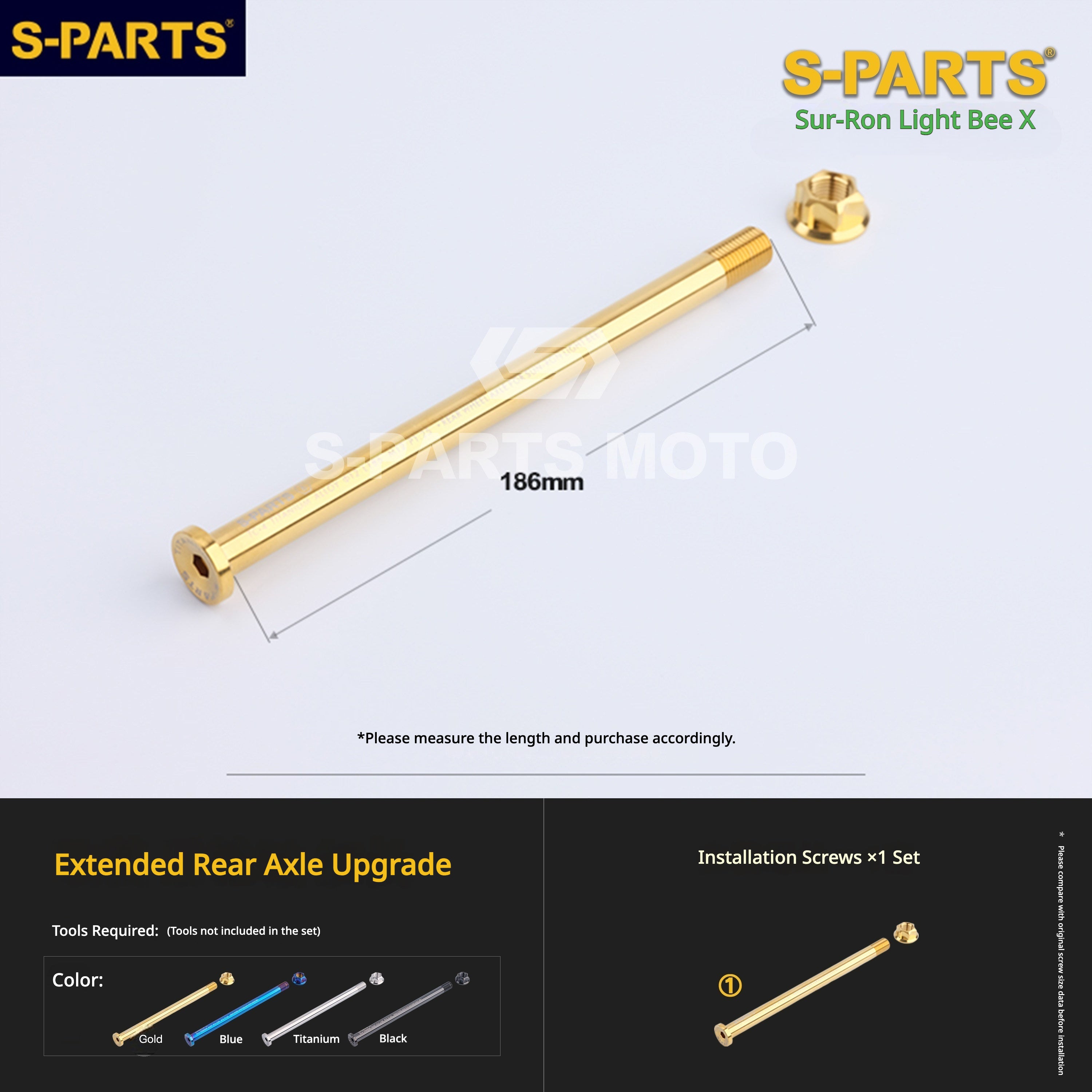S-PARTS TC4 Titanium Full Bolt Kit for Sur-Ron Light Bee X (2025 Model)