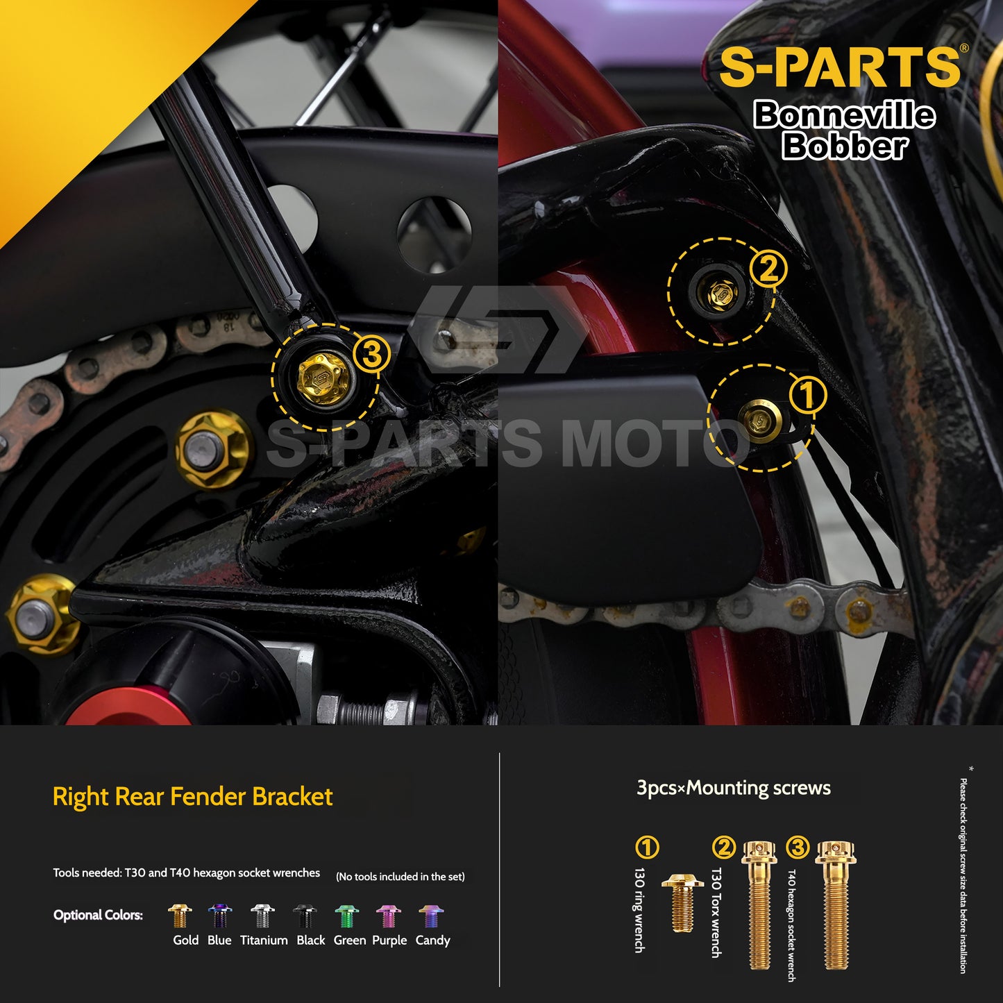 SPARTS Titanium Set Screws for Triumph Bonneville Bobber Motorcycle Modification