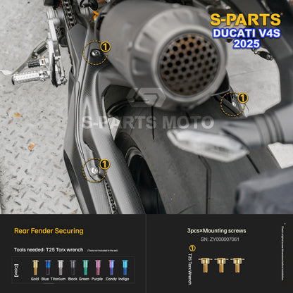 S-PARTS Titanium  Fastener Kit  Bodywork/Subframe and Exhaust for Ducati Panigale V4 S 2025