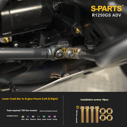 SPARTS Titanium Engine Cover, Exhaust & Crash Bar Bolt Kit for BMW R1250GS / ADV
