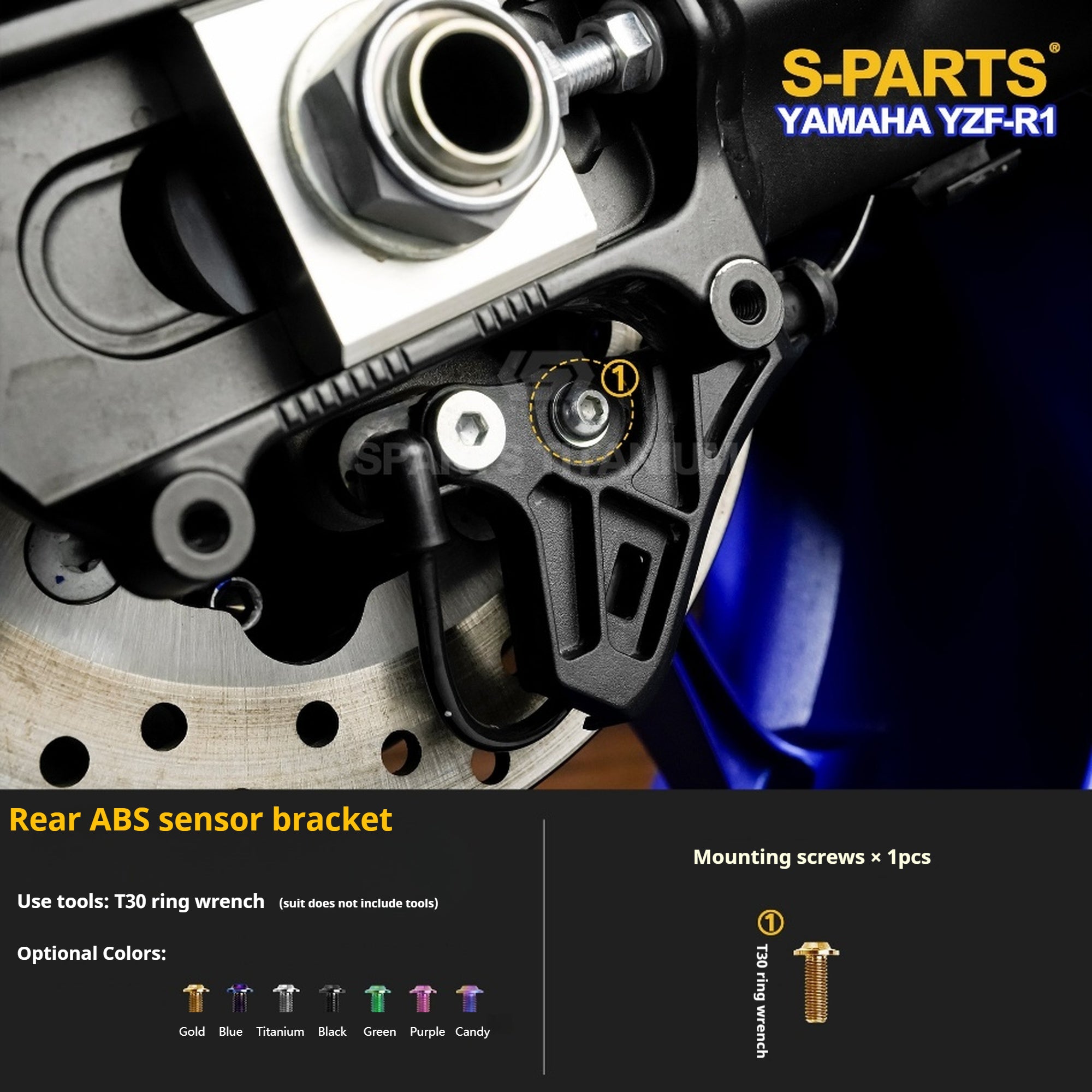 SPARTS Titanium Bolt Kit for Yamaha YZF-R1– Custom Candy Color & CNC Titanium Upgrade Kit- 1/2