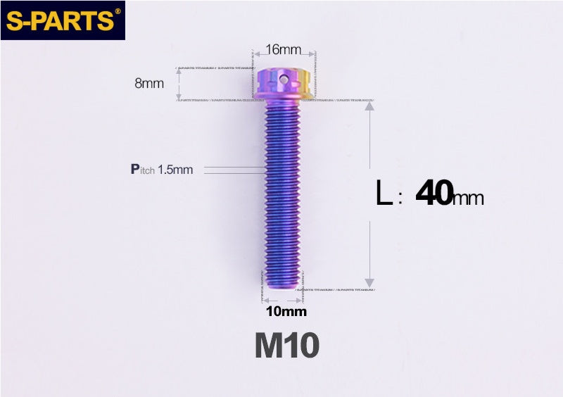 SPARTS M10 × P1.5 L15-120 Standard Head A3 Series Candy Color Titanium Bolt