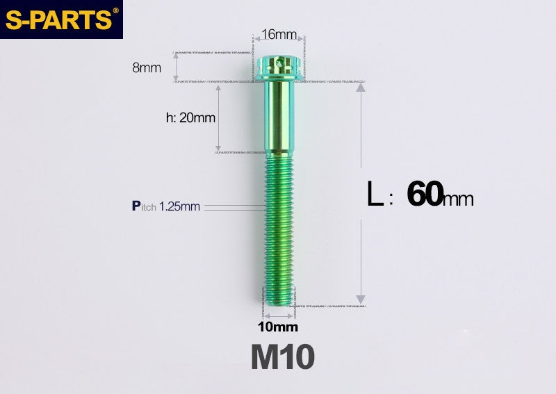 SPARTS M10 P1.25 A3 Series Standard Head Titanium Bolt | 650°C Forged | S-Grade TC4 | Motorcycle / E-Bike Upgrade