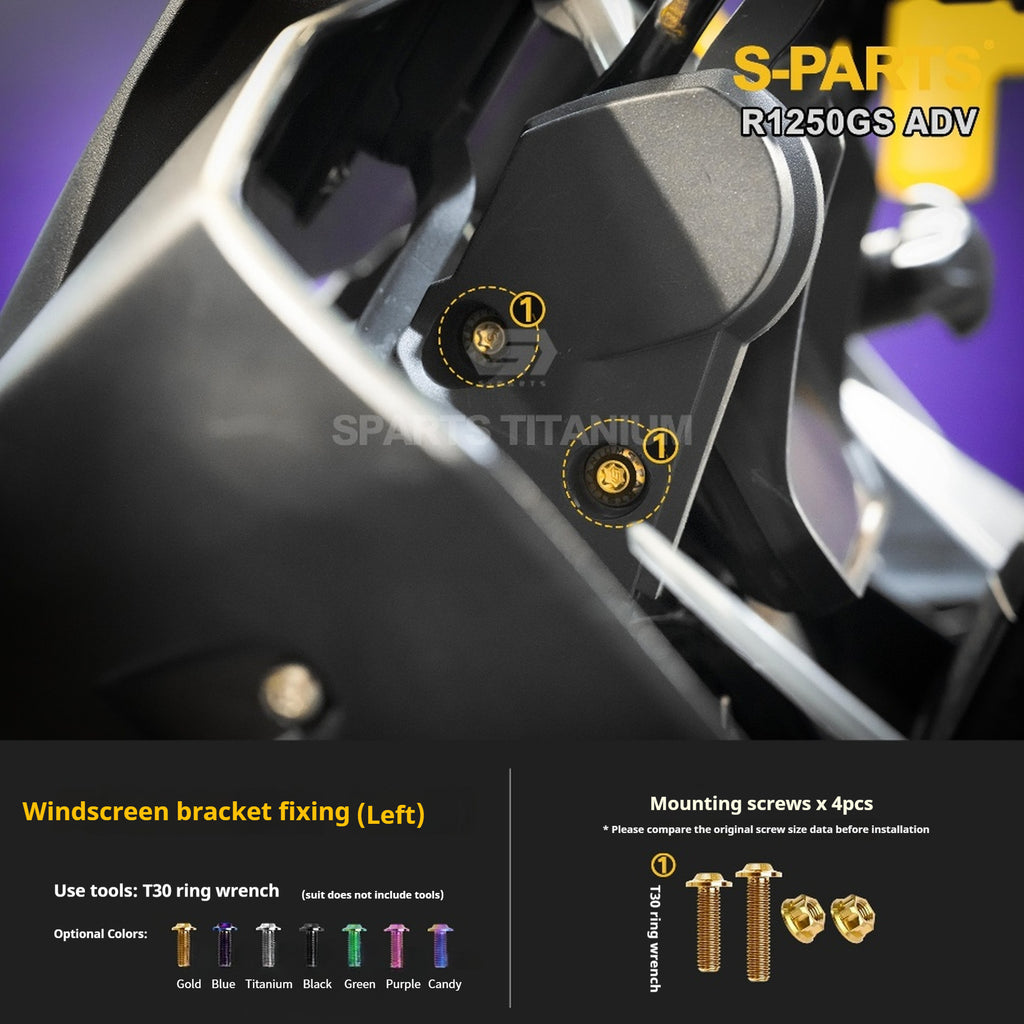 SPARTS Titanium Bolt Kit for BMW R 1250GS ADV – Custom Candy Color & CNC Titanium Upgrade Kit