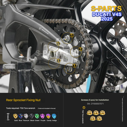 S-PARTS Titanium Brake/Wheel and Suspension Fastener Kit for Ducati Panigale V4S 2025