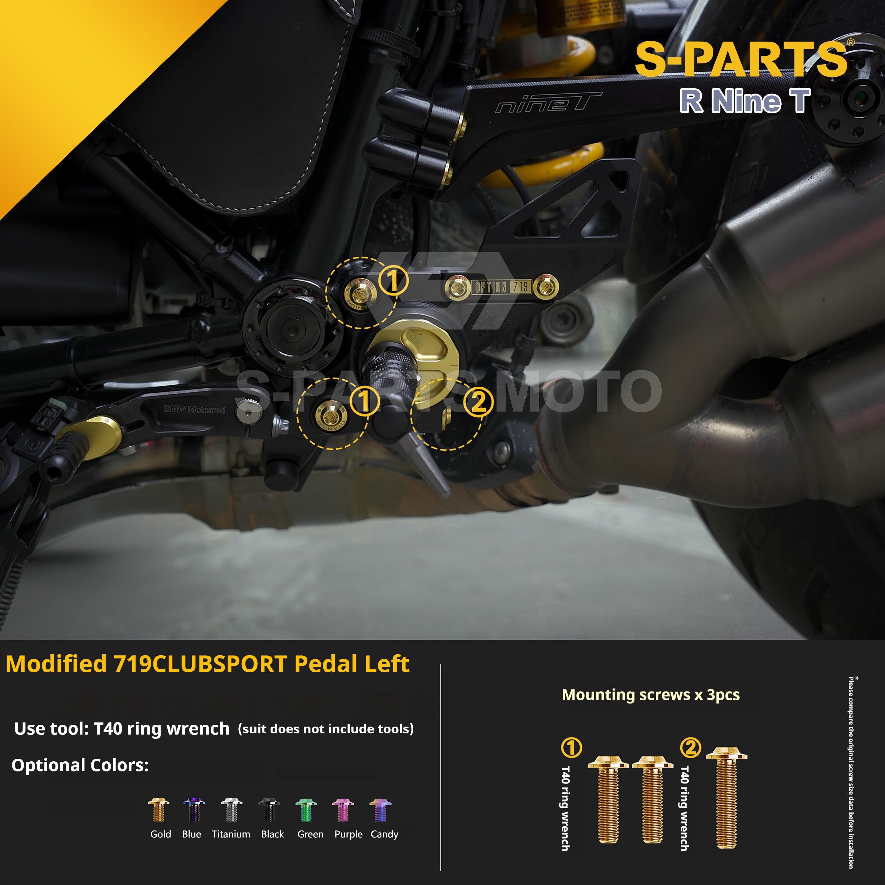 SPARTS BMW RnineT Titanium Alloy Motorcycle Bolt Upgrade Kit