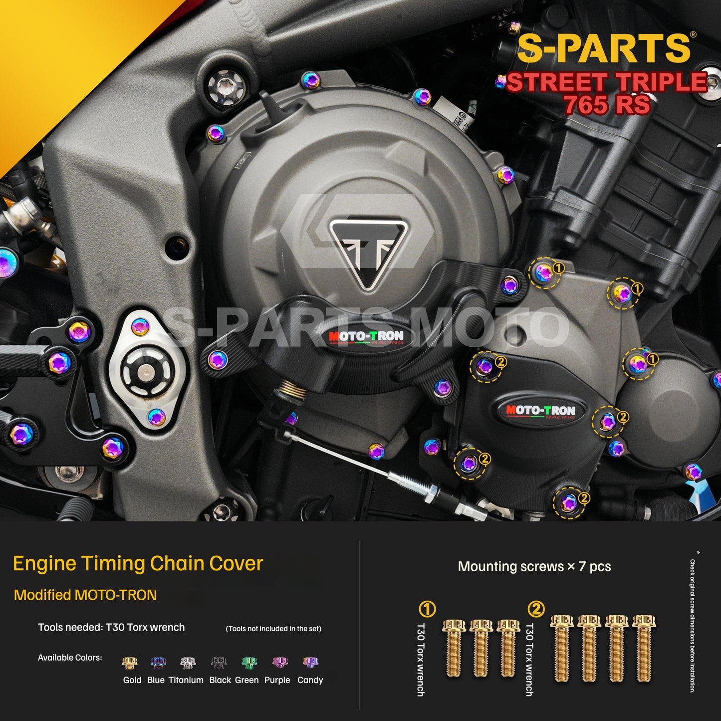 SPARTS Titanium Bolts for Triumph Street Triple 765 RS – Engine & Exhaust Upgrade Fasteners