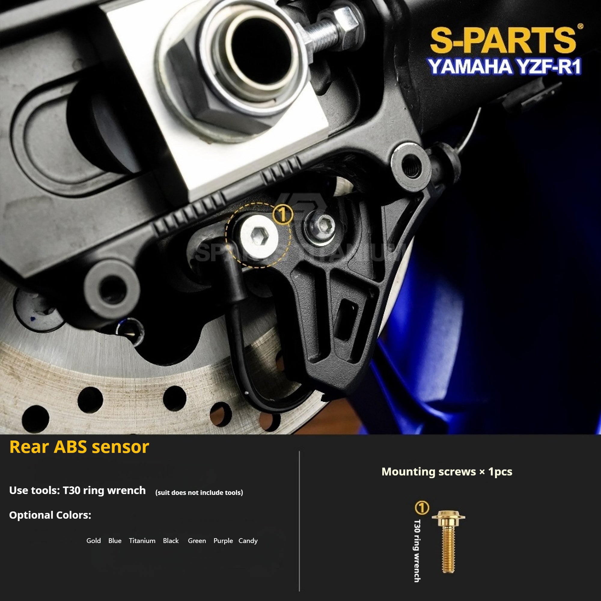 SPARTS Titanium Bolt Kit for Yamaha YZF-R1– Custom Candy Color & CNC Titanium Upgrade Kit- 1/2