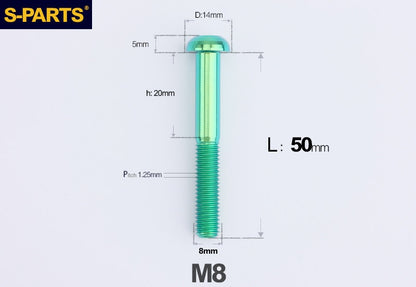 S-PARTS M8 A2 Series TC4 Titanium Bolts – Button Head Fasteners for Bicycle & E-Bike Upgrades