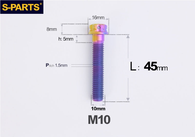 SPARTS M10 × P1.5 L15-120 Standard Head A3 Series Candy Color Titanium Bolt