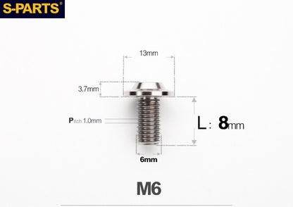SPARTS A3 Button Head M6 D13 Titanium Bolt for Motorcycle & Bicycle Modification