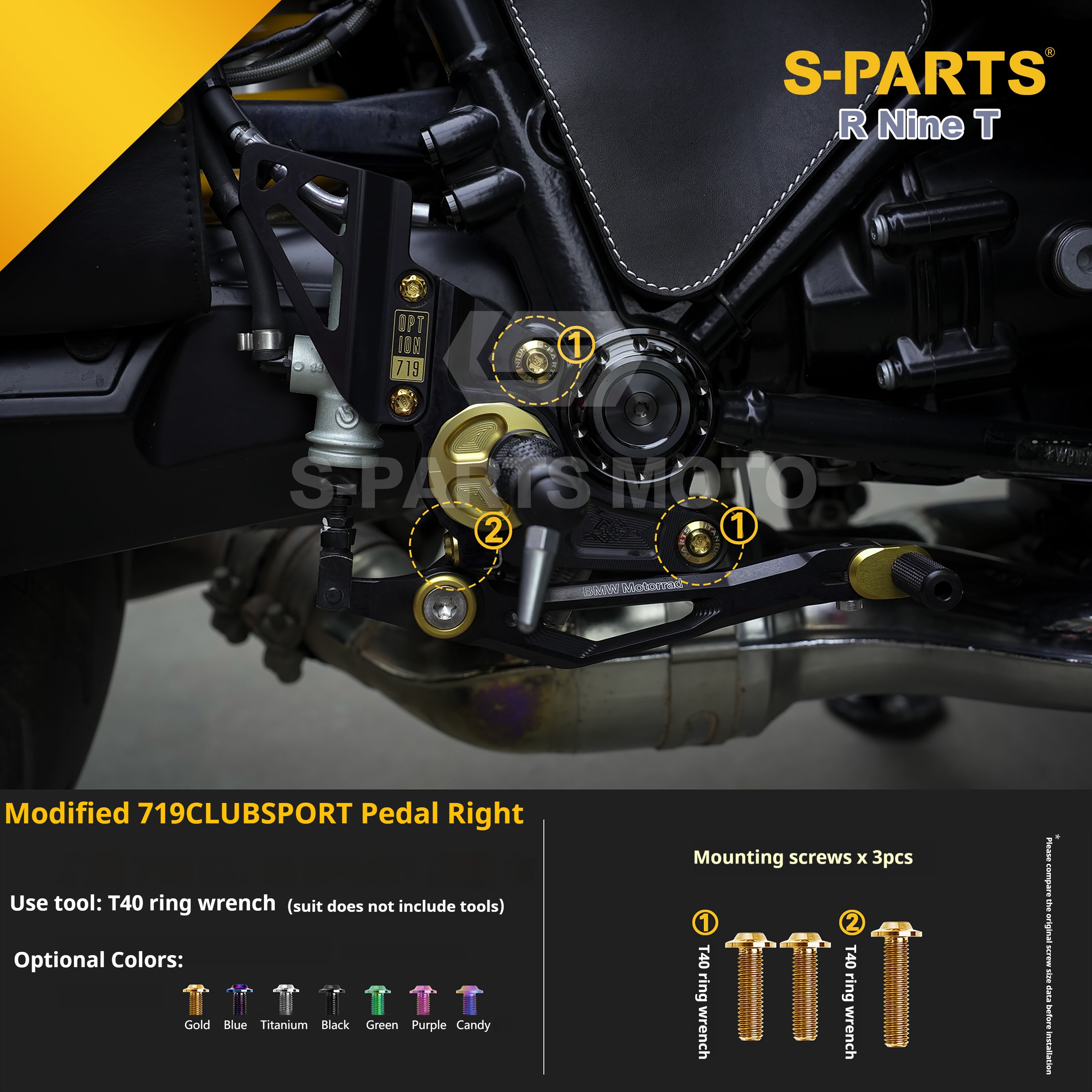 SPARTS BMW RnineT Titanium Alloy Motorcycle Bolt Upgrade Kit