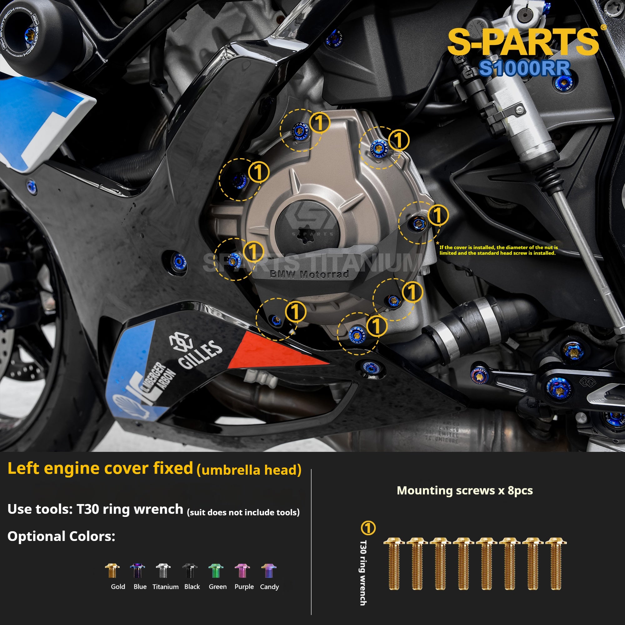 SPARTS TC4 Titanium Bolt Kit Compatible with BMW S1000RR — Full Motorcycle Upgrade Fastener Set