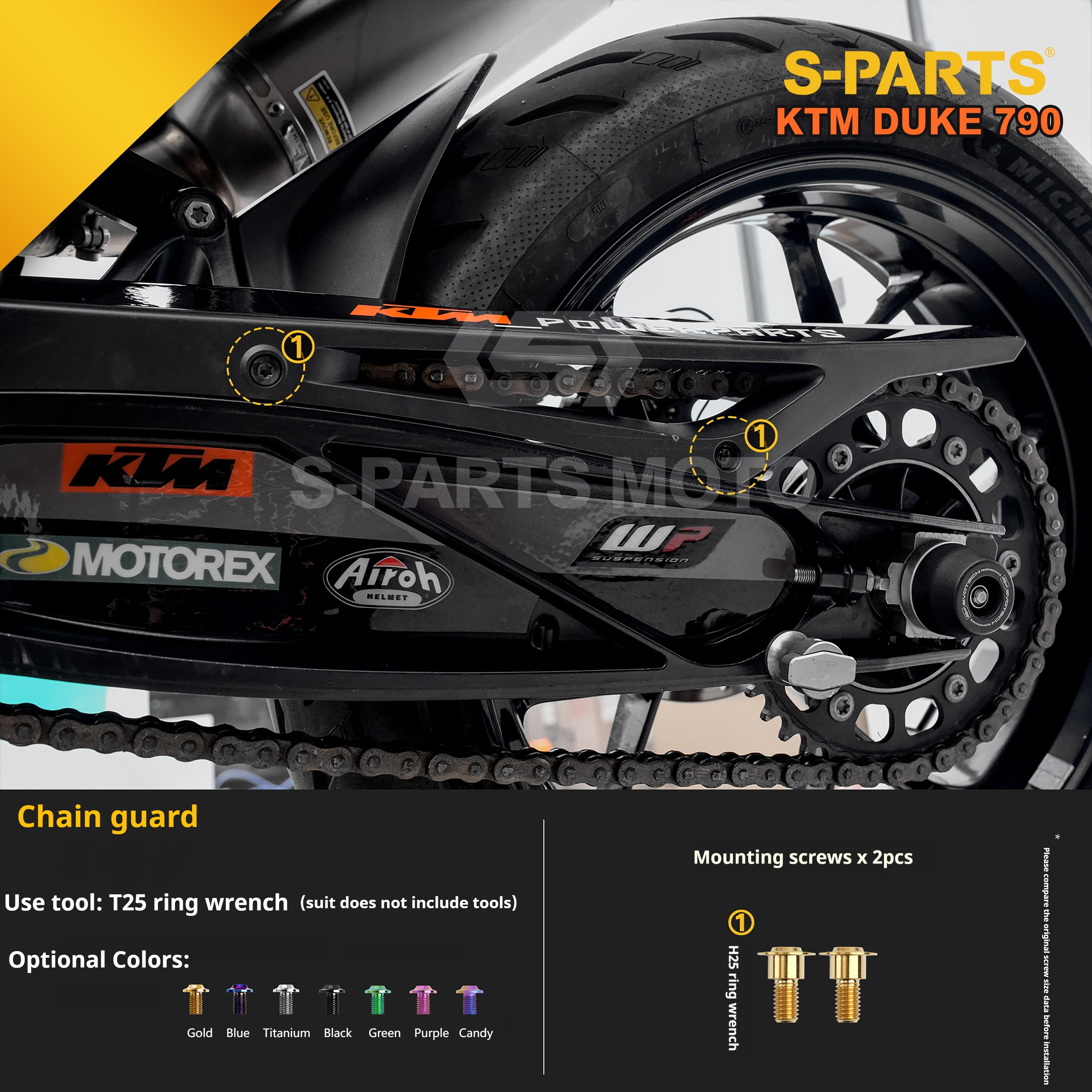 SPARTS TC4 Titanium Bolt Kit Compatible with KTM DUKE 790 – Full Motorcycle Fastener Upgrade