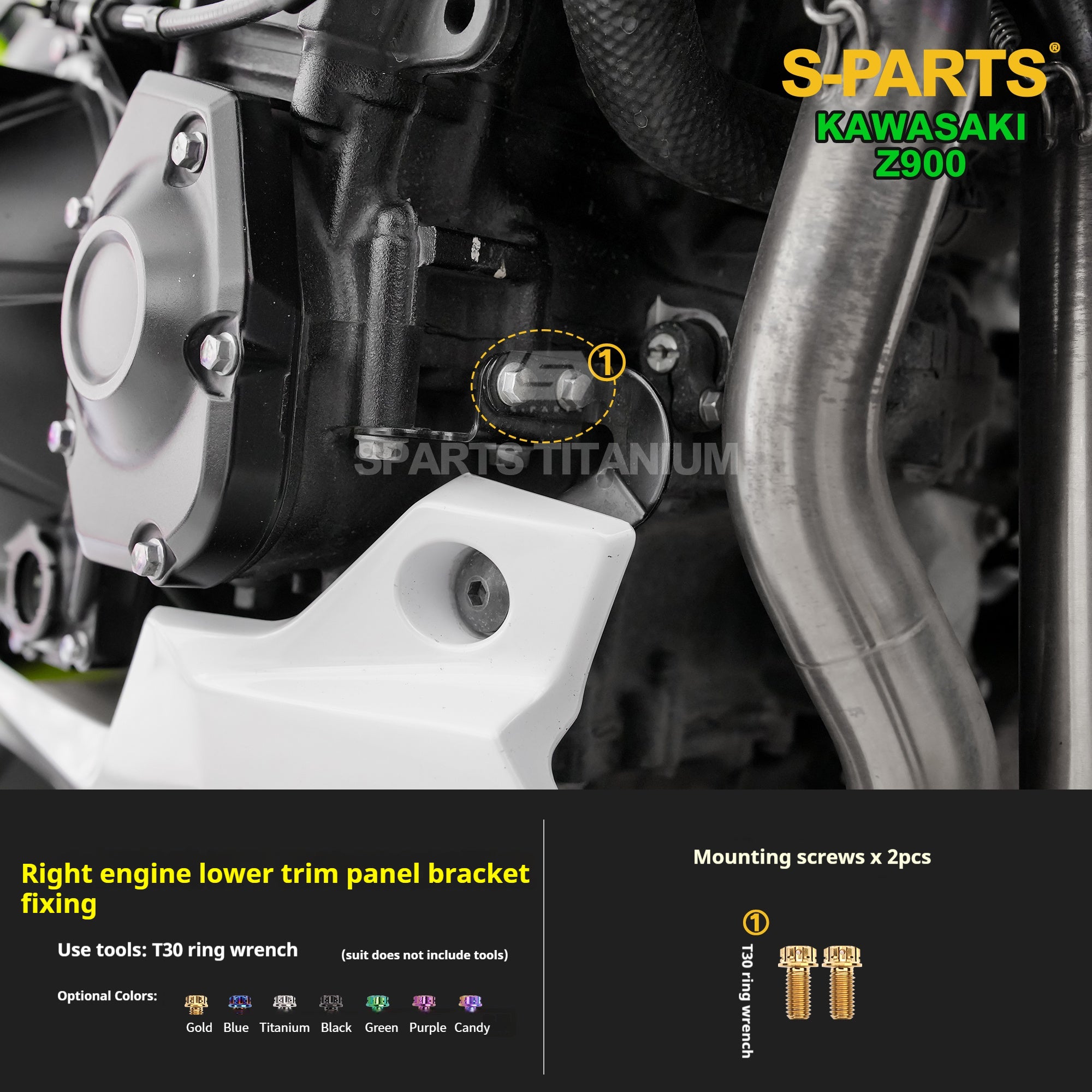 SPARTS TC4 Titanium Bolt Kit for Kawasaki Z900 2021 | Motorcycle Titanium Bolt Upgrade