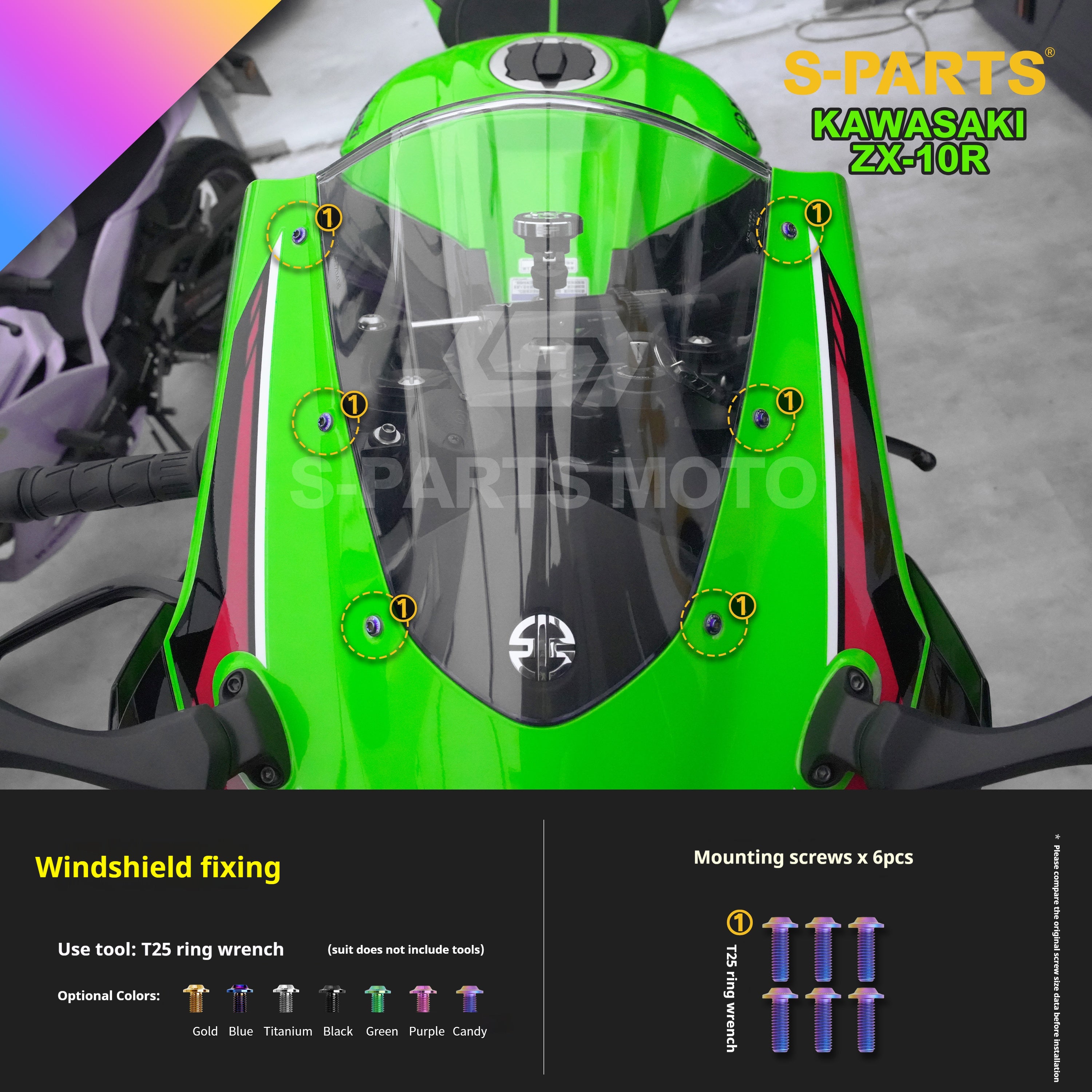 SPARTS Titanium Screw Set for Kawasaki ZX-10R 2023 – Custom Candy Color & CNC Titanium Upgrade Kit