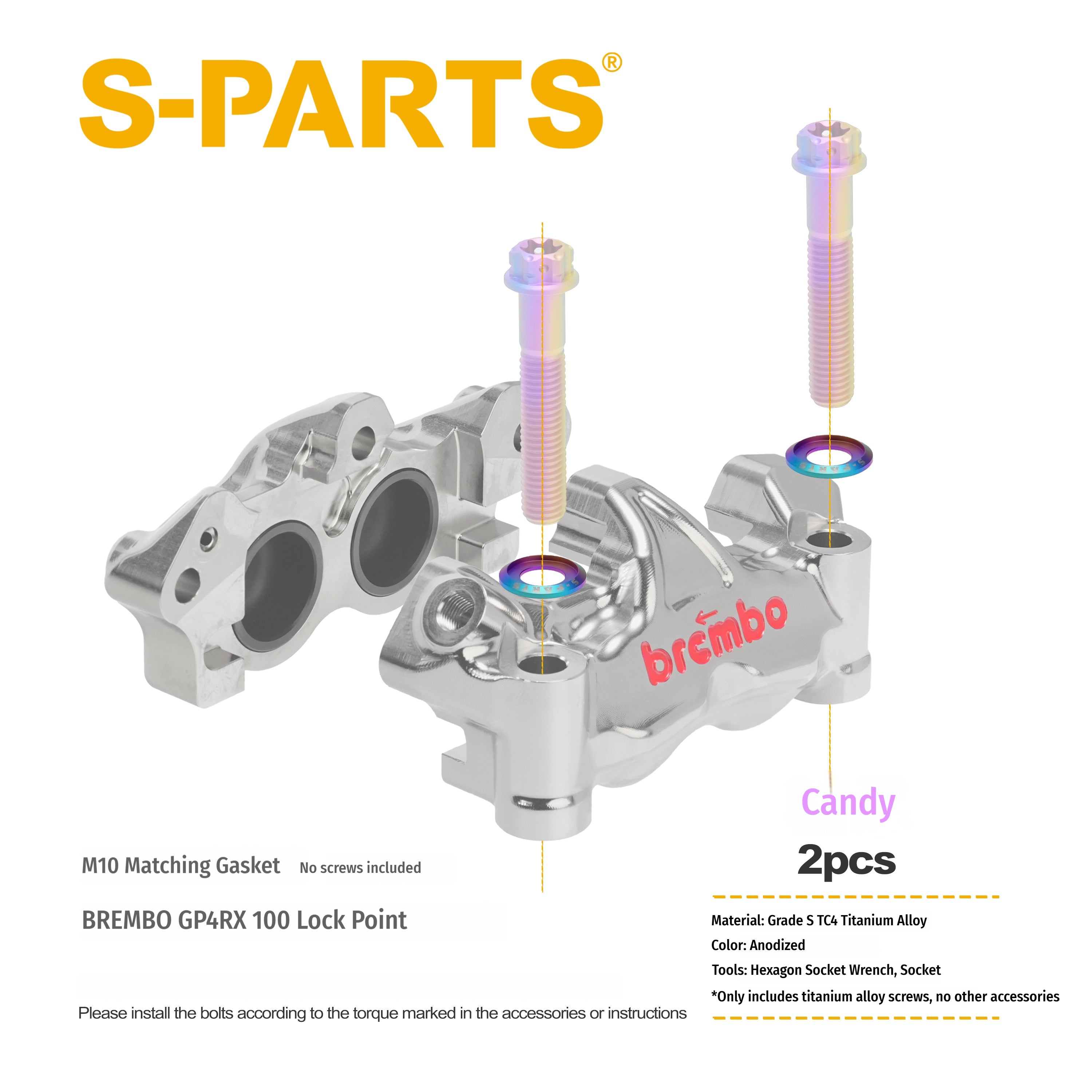 SPARTS Titanium Alloy Brembo M50 Caliper Bolt Kit (M10×55)
