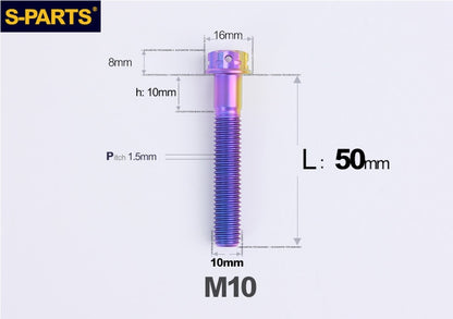 SPARTS M10 × P1.5 L15-120 Standard Head A3 Series Candy Color Titanium Bolt