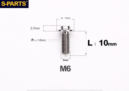 SPARTS A3 Button Head M6 D13 Titanium Bolt for Motorcycle & Bicycle Modification