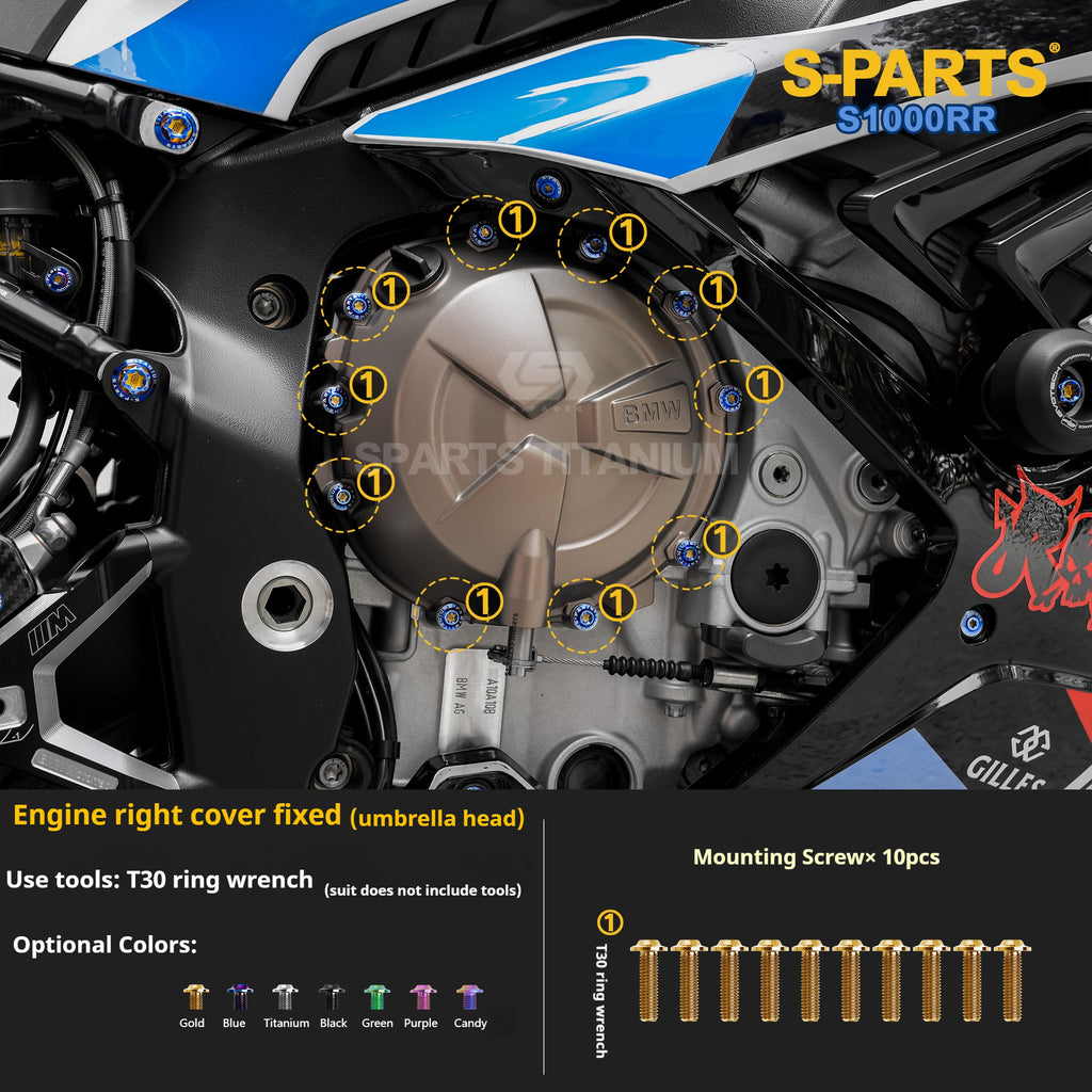 SPARTS TC4 Titanium Bolt Kit Compatible with BMW S1000RR — Full Motorcycle Upgrade Fastener Set