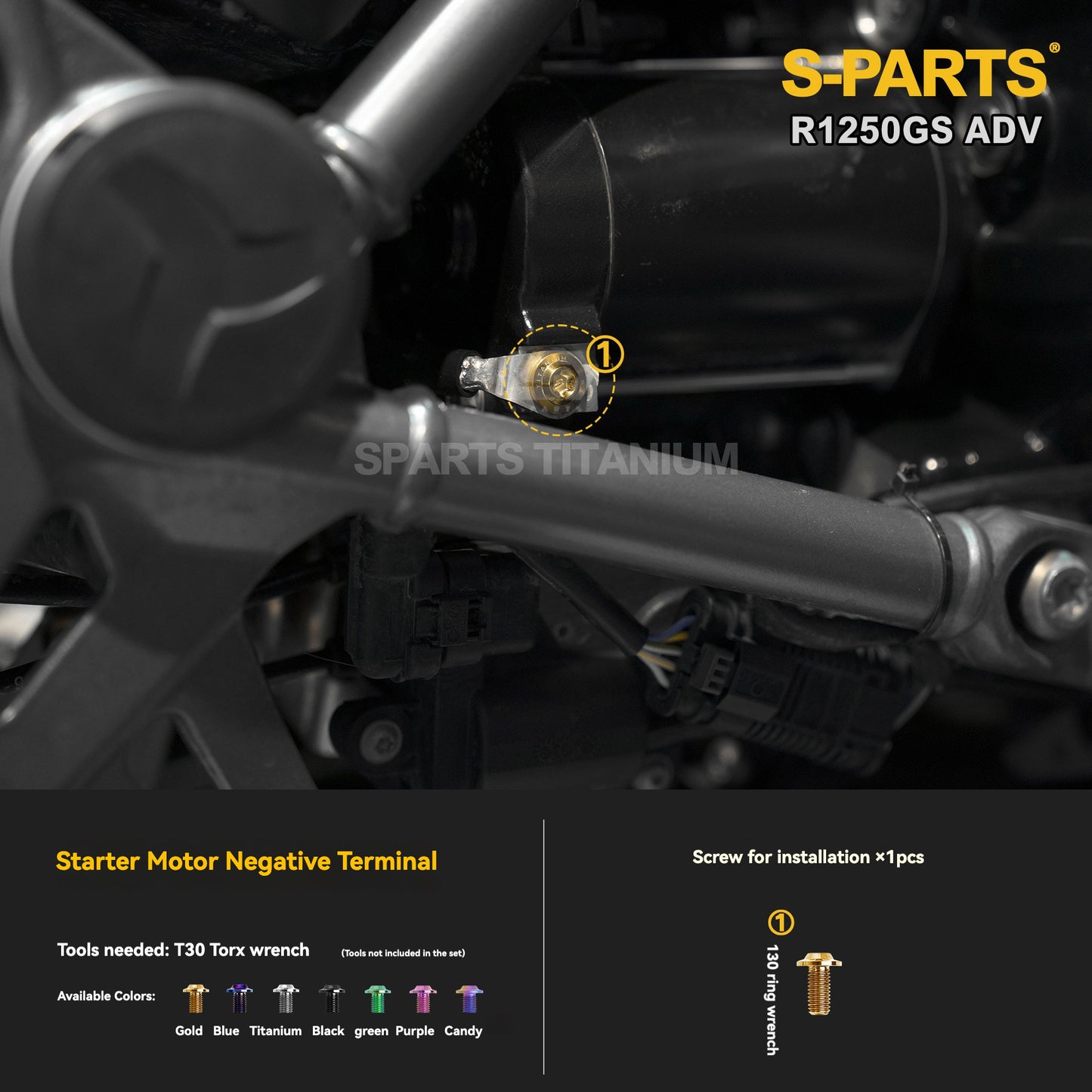 SPARTS Titanium Engine Cover, Exhaust & Crash Bar Bolt Kit for BMW R1250GS / ADV