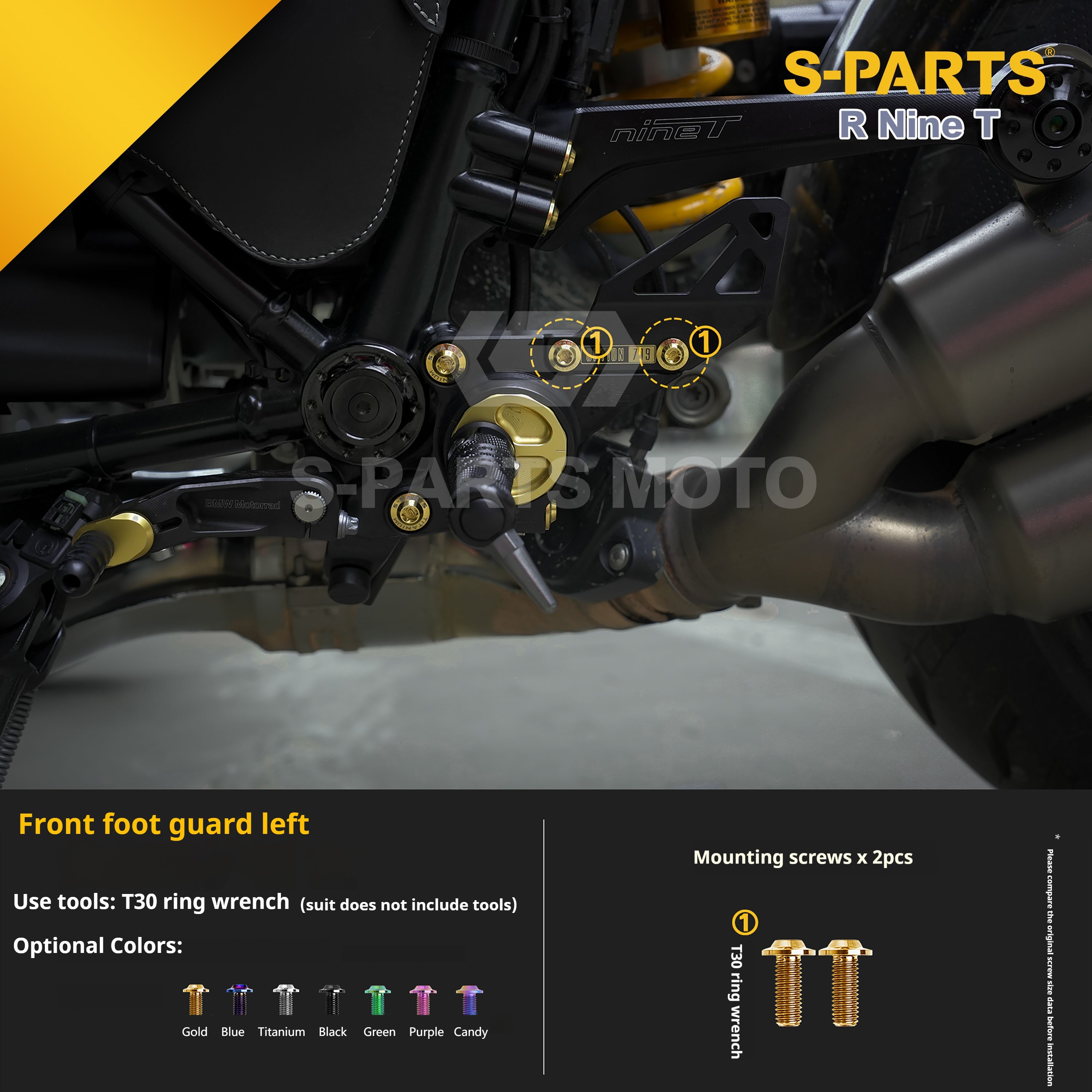 SPARTS BMW RnineT Titanium Alloy Motorcycle Bolt Upgrade Kit