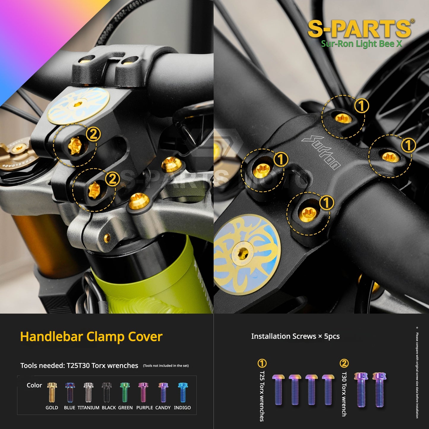 S-PARTS TC4 Titanium Full Bolt Kit for Sur-Ron Light Bee X (2025 Model)