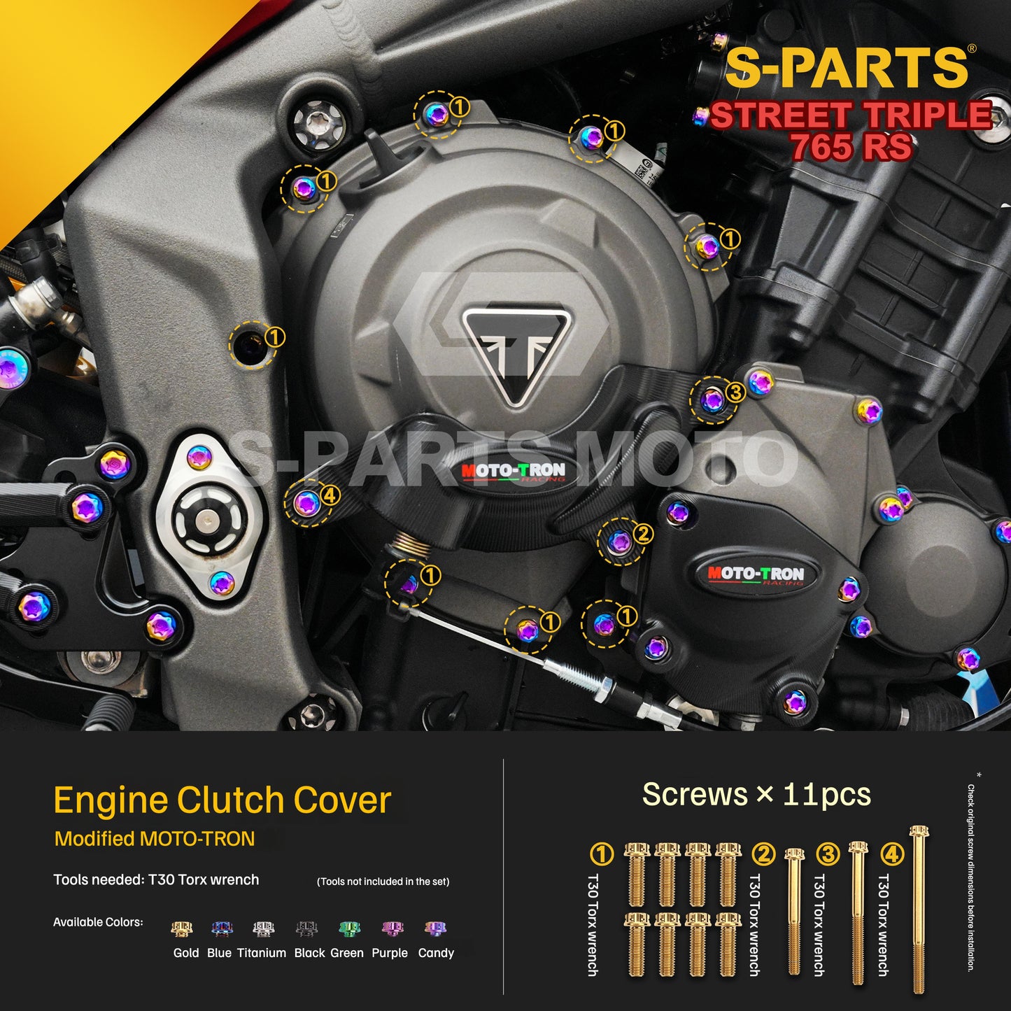 SPARTS Titanium Bolts for Triumph Street Triple 765 RS – Engine & Exhaust Upgrade Fasteners