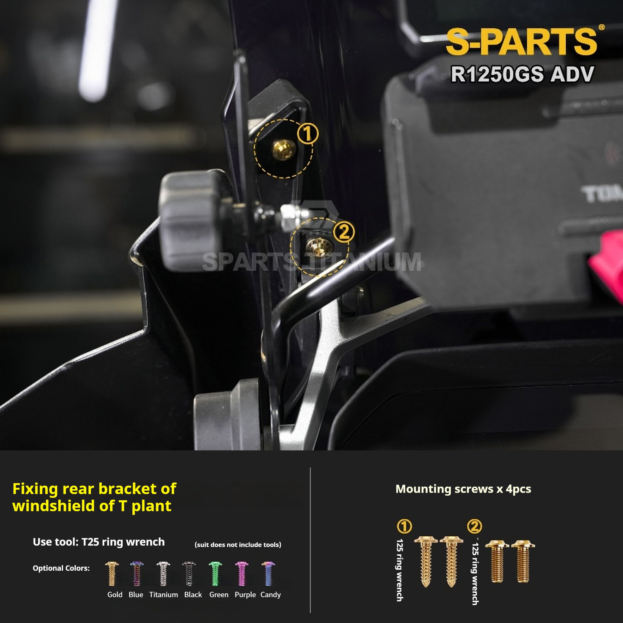 SPARTS Titanium Bolt Kit for BMW R 1250GS ADV – Custom Candy Color & CNC Titanium Upgrade Kit
