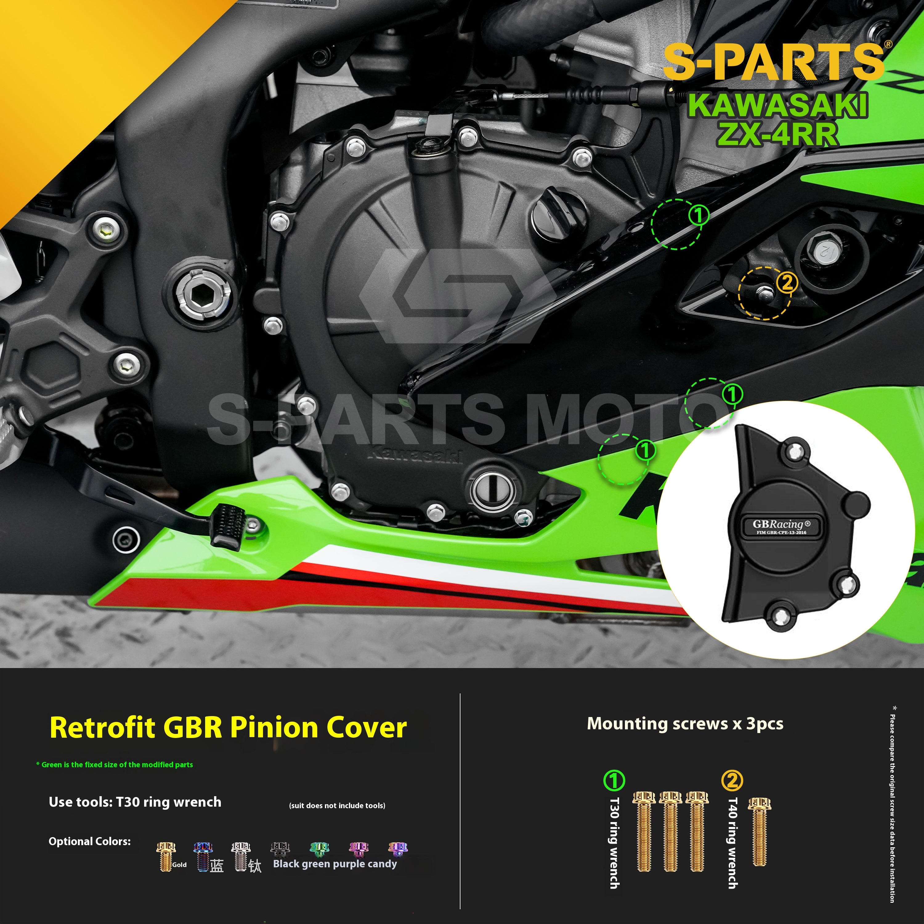 SPARTS TC4 Titanium Bolt Kit for Kawasaki ZX-4RR | Motorcycle Titanium Bolt Upgrade