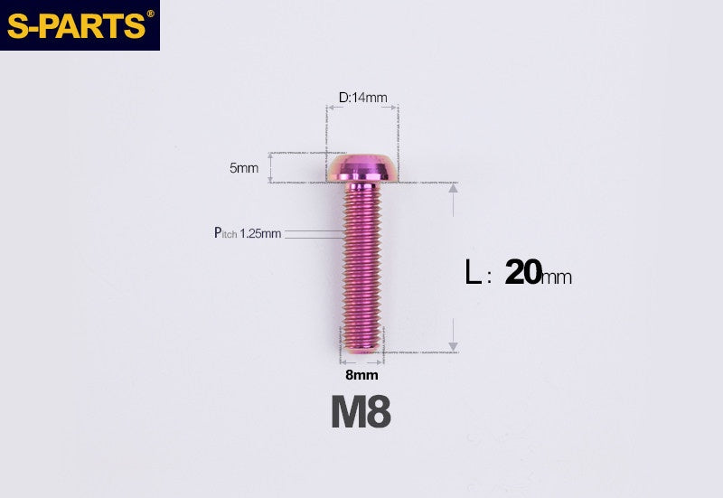S-PARTS M8 A2 Series TC4 Titanium Bolts – Button Head Fasteners for Bicycle & E-Bike Upgrades