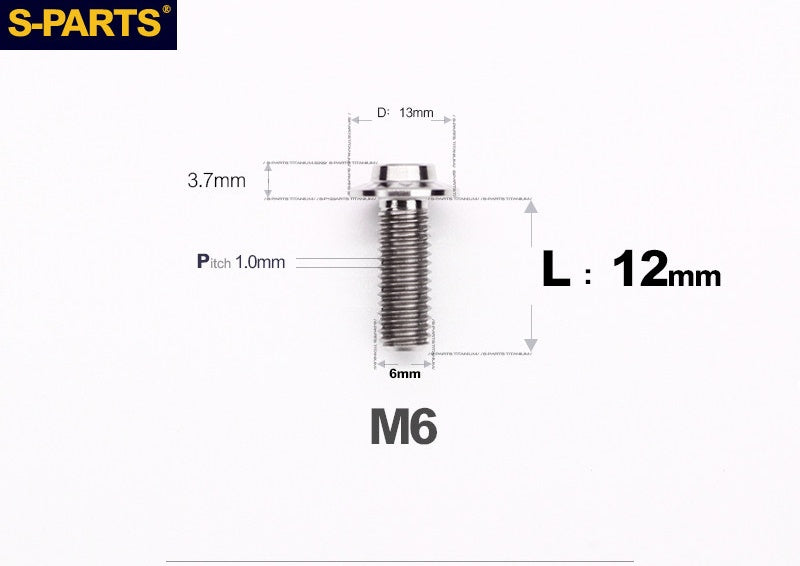 SPARTS A3 Button Head M6 D13 Titanium Bolt for Motorcycle & Bicycle Modification