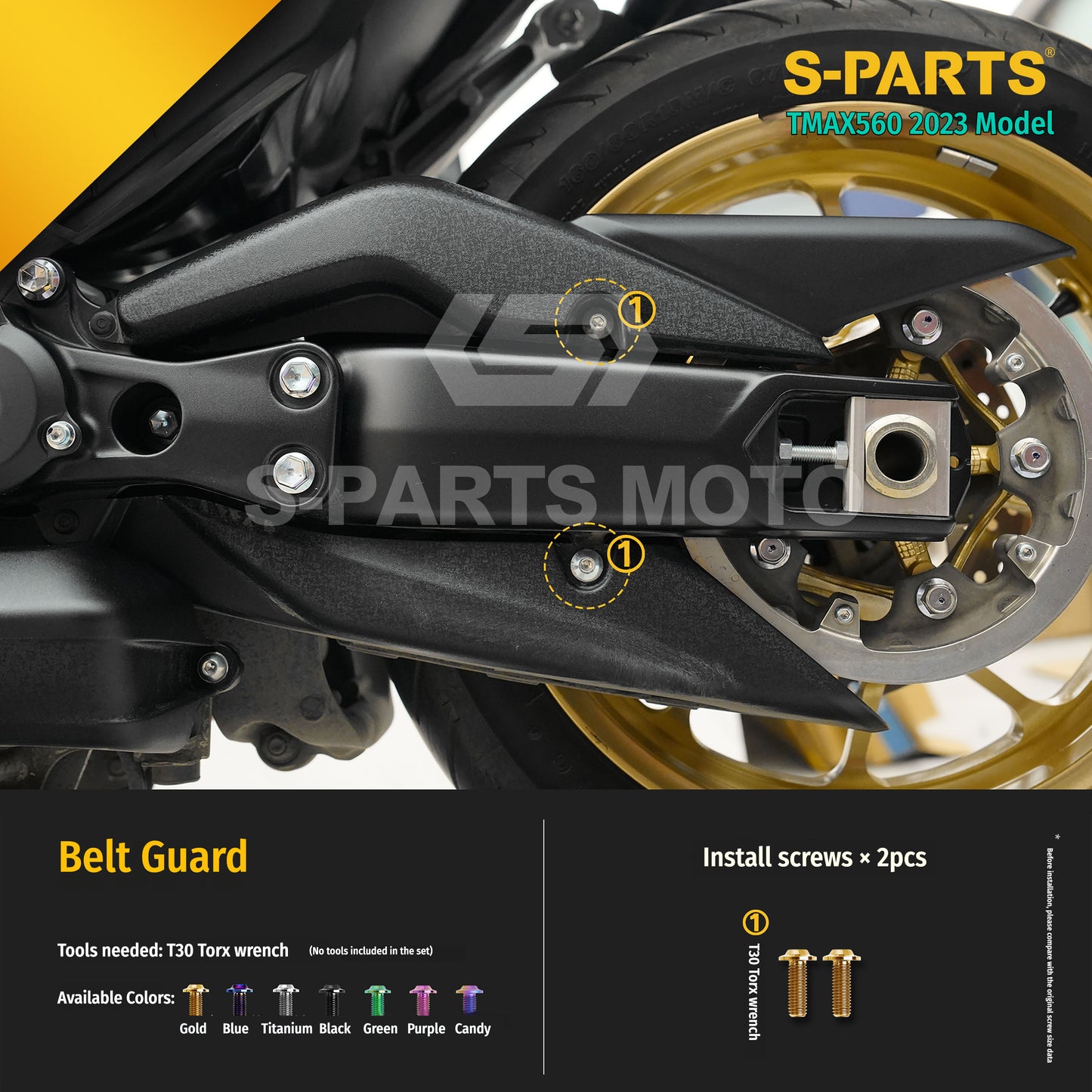 SPARTS Titanium Bolt Kit for Yamaha TMAX560 2023-Rear / Drive / Exhaust System